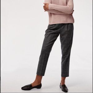 Aritzia Babaton Cohen Dark Grey Windowpane Plaid Trousers Size 16